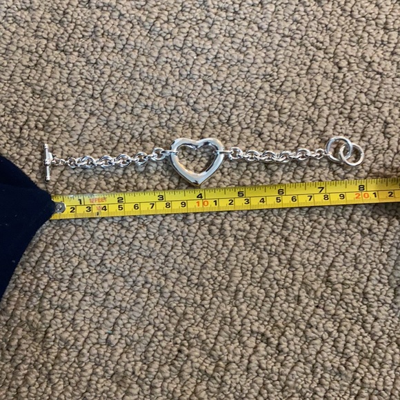 open heart chain silver bracelet with toggle clasp like new. - Picture 11 of 16